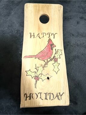 Smythe Red Cardinal on Wood Holiday Paddle